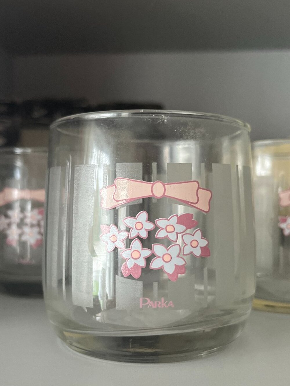 Parka Daisy Pink Bow Glassware Cute Kawaii Cottagecore Drinkware Set of 4